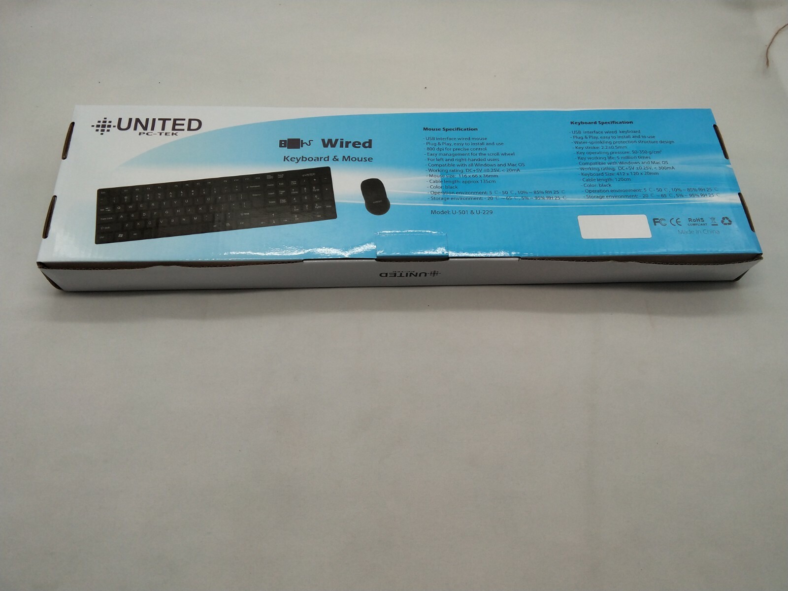 UPT BRAND NEW Modern Series USB Wired Keyboard & Mouse Retail Box Black