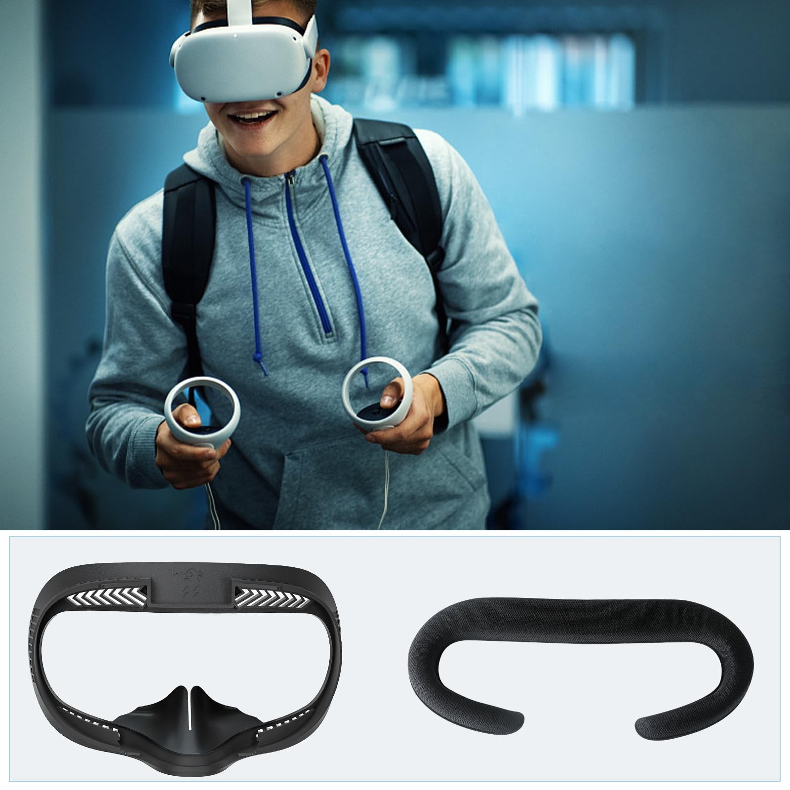 Compatible with Oculus Quest 2 Face Bracket Replacement,VR Breathable Foam Fa...