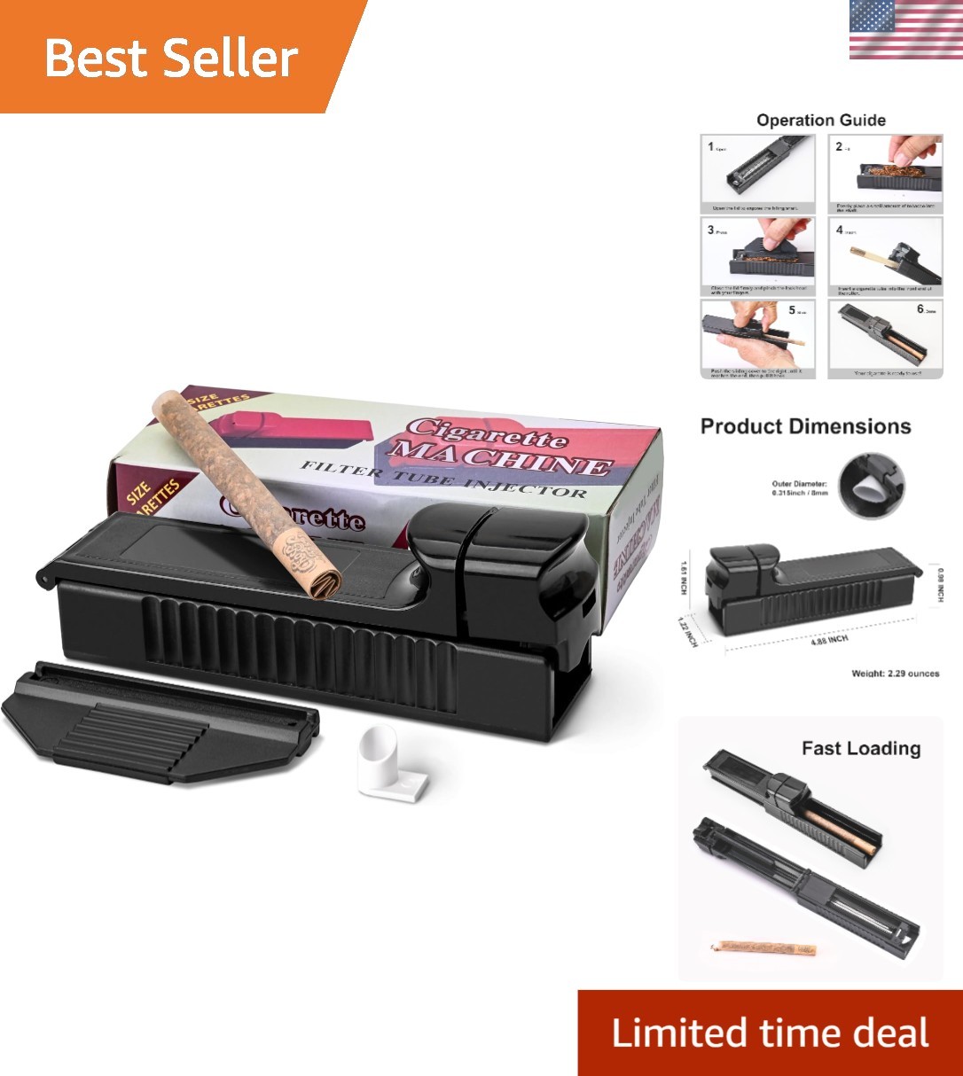Versatile Cigarette Injector Machine - Compatible with King Size & 100mm Tubes