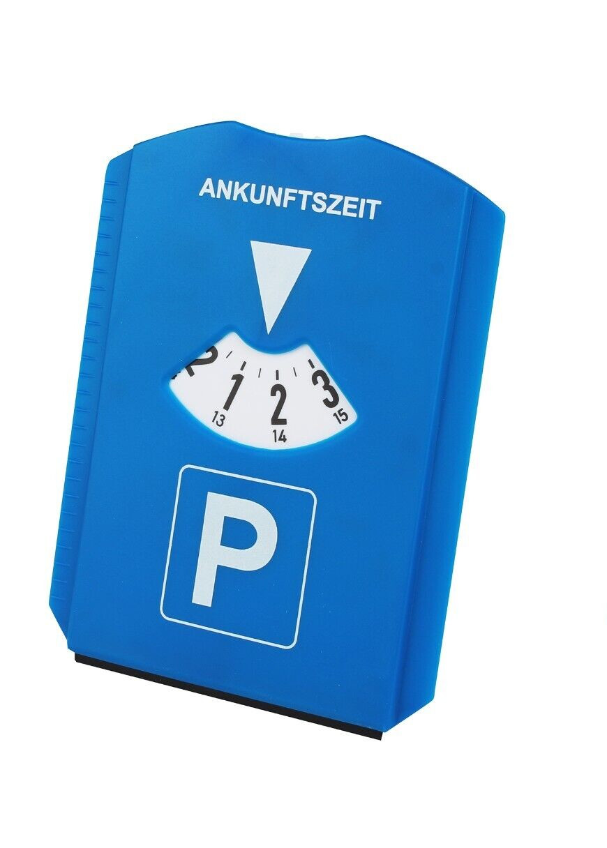 Parking Disc / Ice Scraper Combination - Heavy Duty Plastic Blue - With Rubber Lip