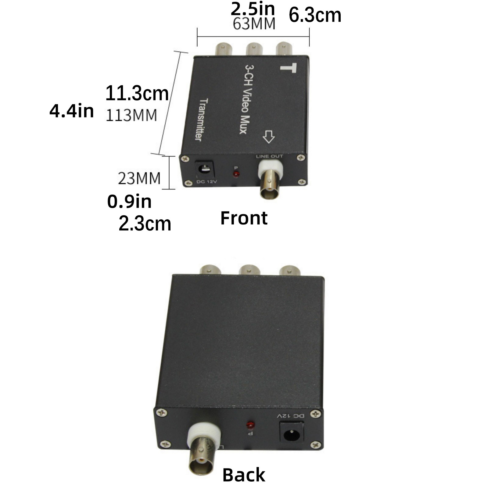 3 Channel Video Multiplexer Analog Camera Extender Receiver&Transmitter DC12V