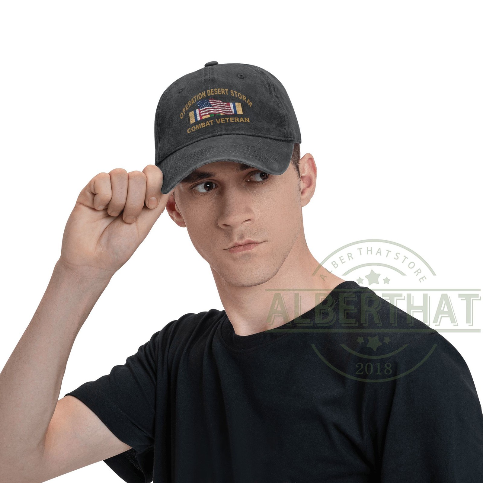 Operation Desert Storm Combat Veteran Unisex Denim Hat Adjustable Baseball Cap