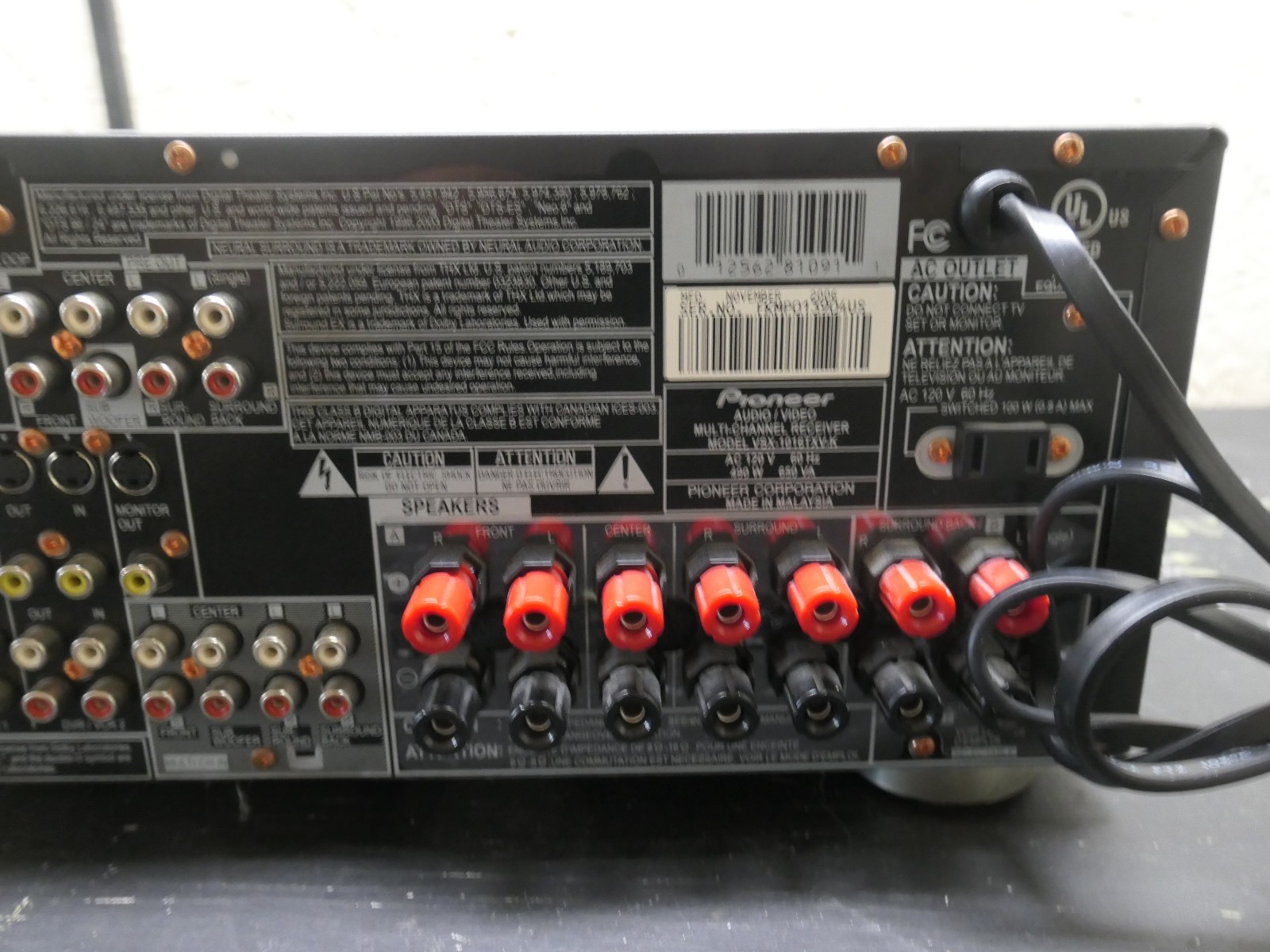 Pioneer VSX-1016TXV 7.1 Channel Surround Sound AV Receiver 1080p HDMI NO REMOTE