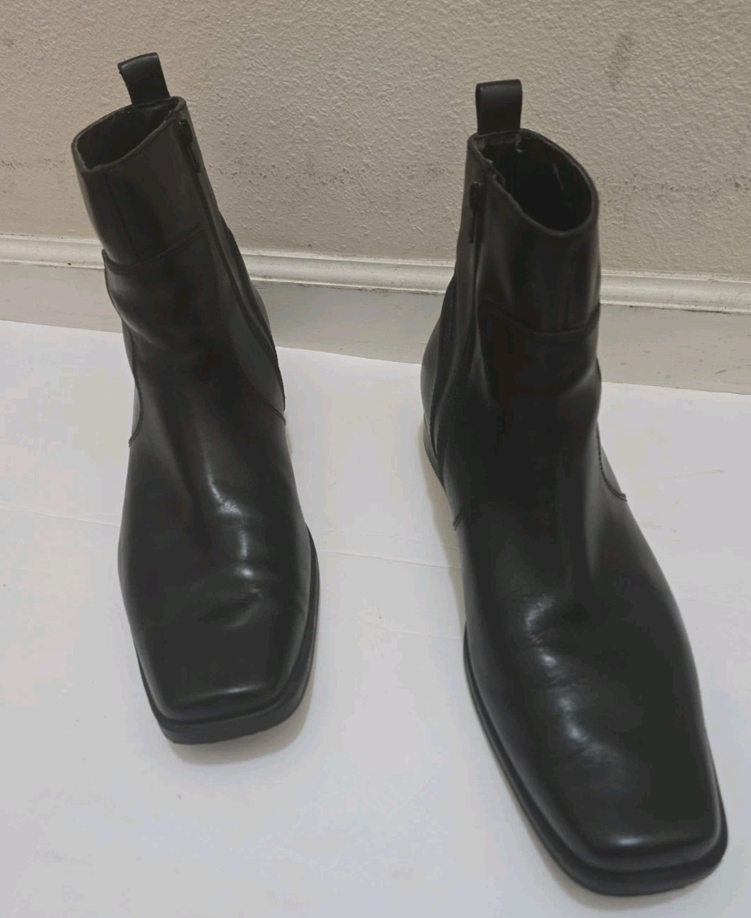 Men's Black Leather Rockport APM26911  Dress Casual Ankle Boots Side Zip US 11M