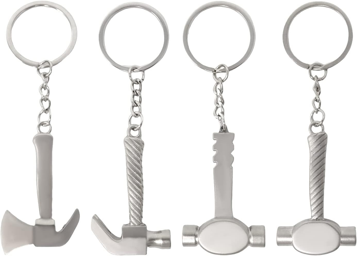 4PCS Metal Hammer Keychains Mini Claw Hammer Shaped Key Ring Keyfob for Bag Purs