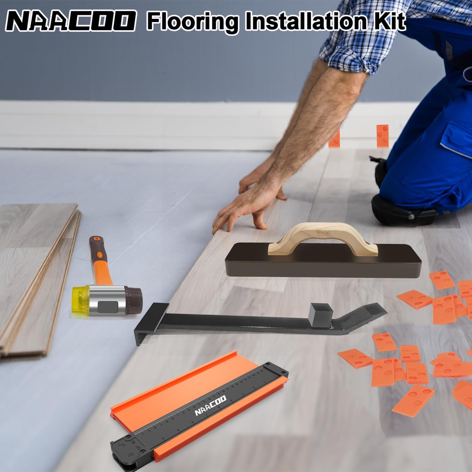 Complete Flooring Installation Kit - Tapping Block, Pull Bar, Spacers & Mallet