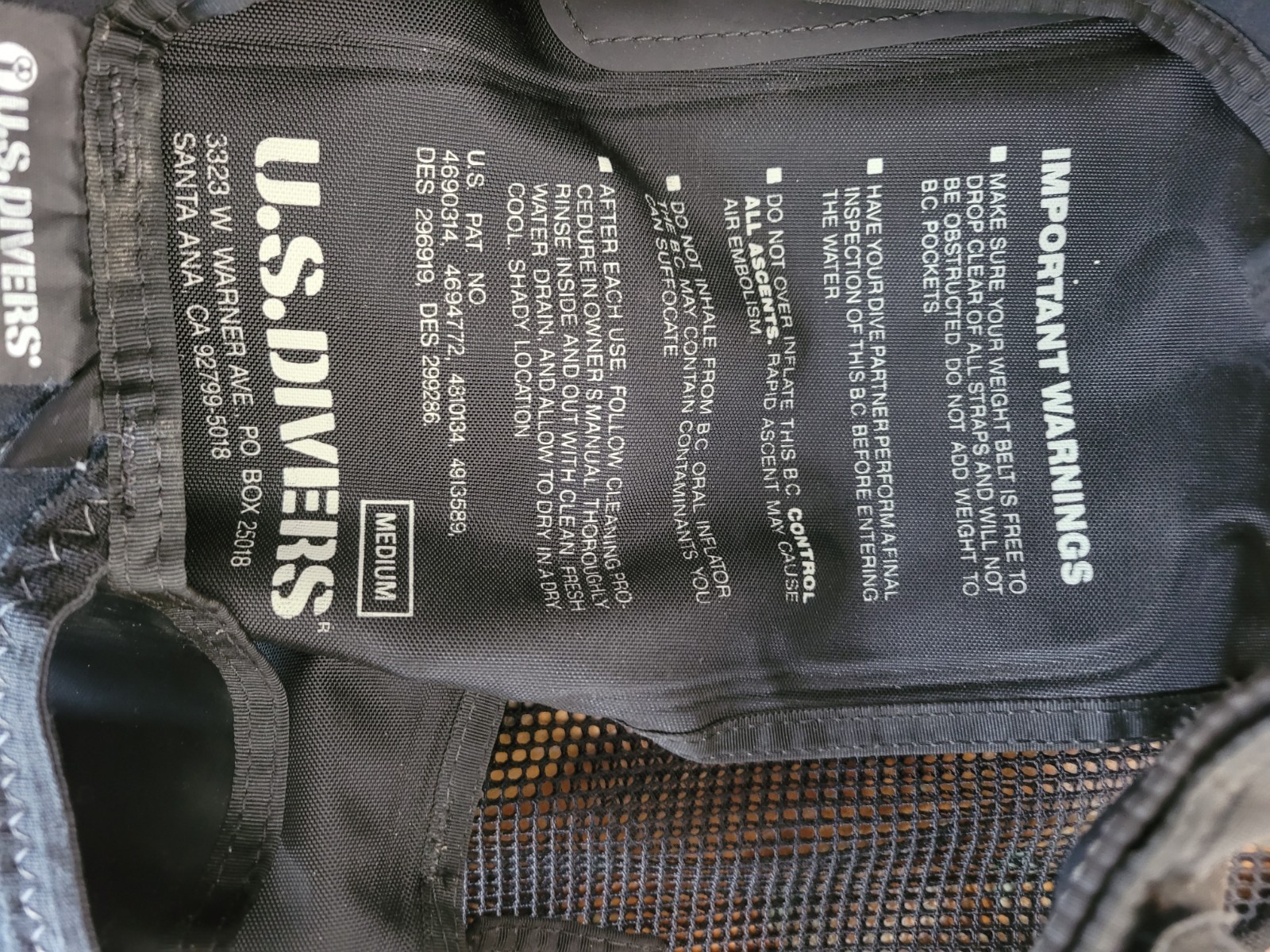 US DIVERS AQUA LUNG Calypso SCUBA DIVING VEST