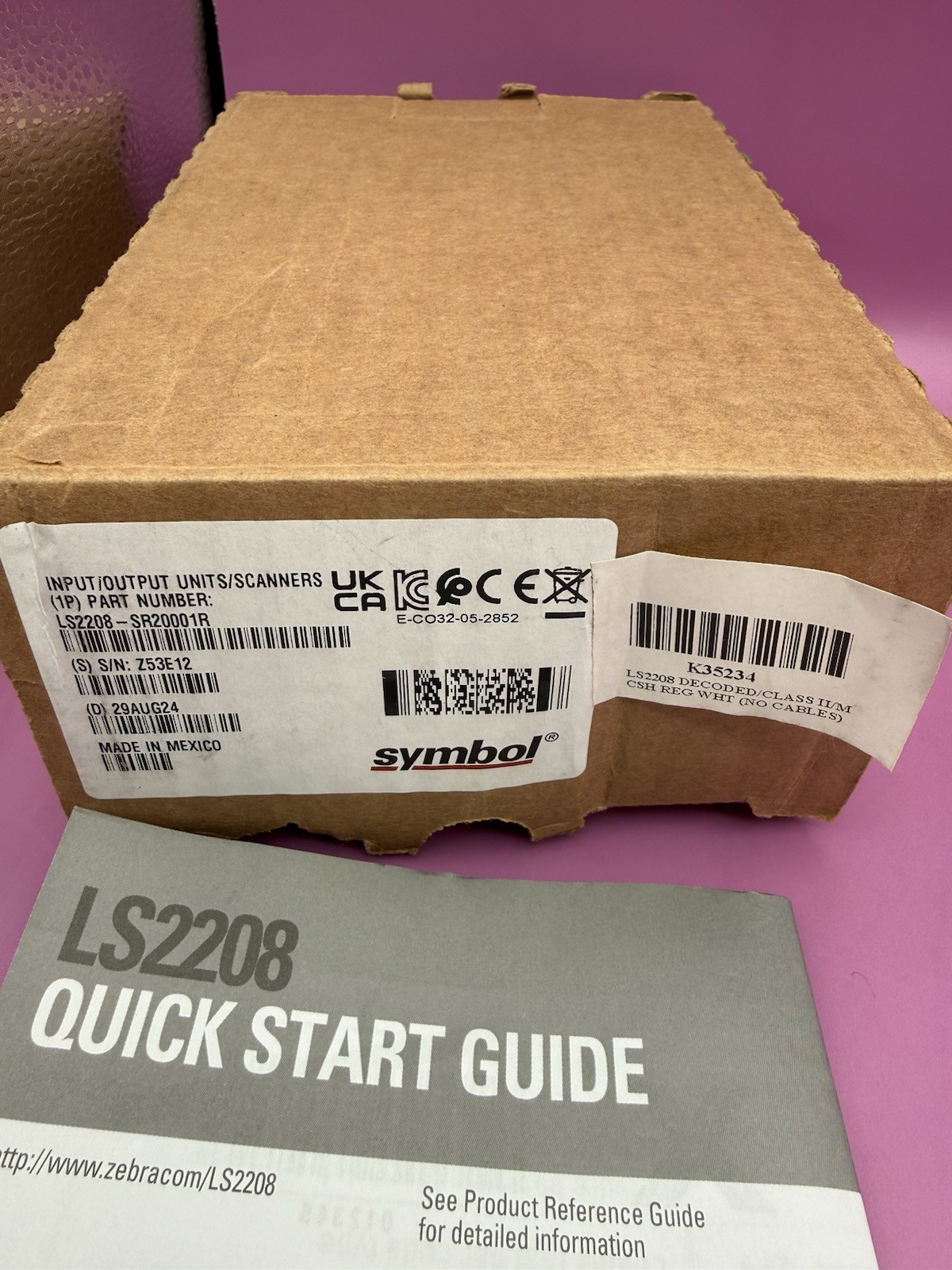 Symbol LS2208-SR20001R USB Barcode Scanner - Scanner Only