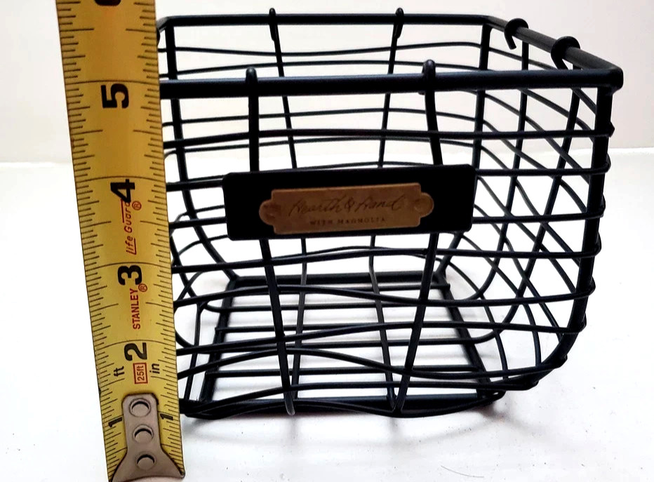 Hearth & Hand Magnolia Sm Black Matte Wire Metal Basket Decor 6”X6”X5” + 2 free