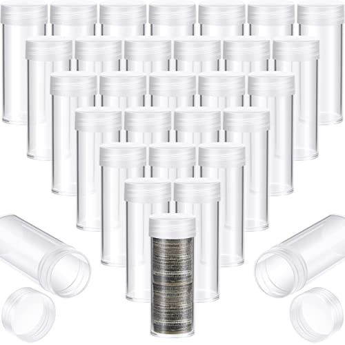 30 Pieces Coin Storage Tube Quarter Tubes Clear Penny Holders 3 x 1 Inch 1