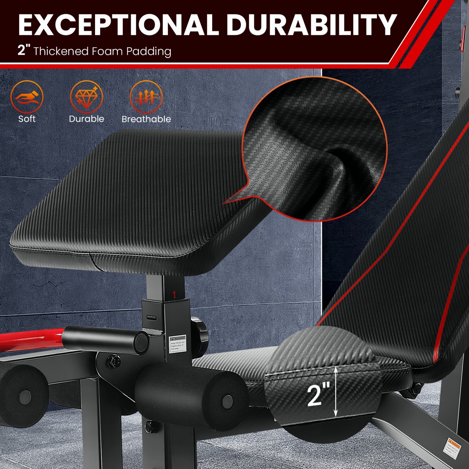900LBS Adjustable Foldable Exercise Weight Bench Workout Bench Gym With V-Handle