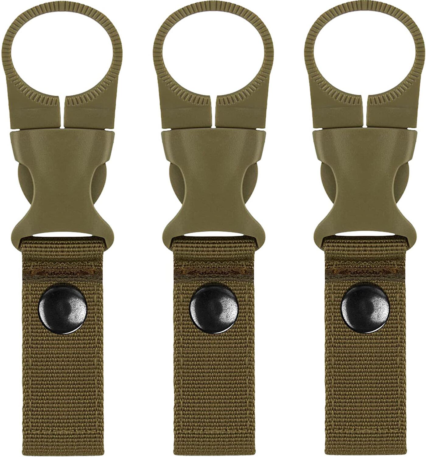 3 Pack Tactical Outdoor Gear Clip Band Carabiner Water Bottle Buckle Hook Holder