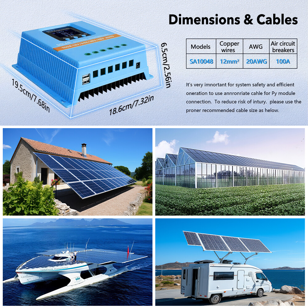 Upgrade 100A 12V/24V/36V/48V MPPT Solar Charge Controller PV Charger Controller