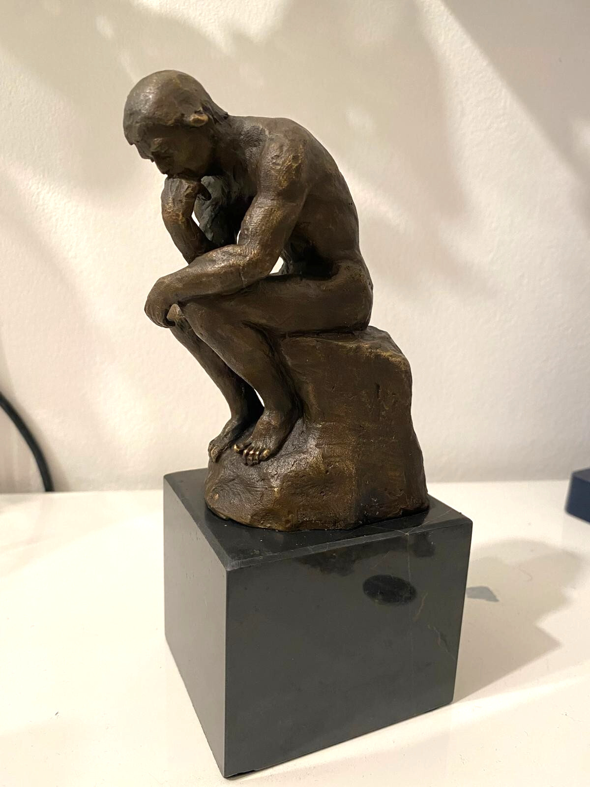 Bronze Sculpture The Thinker on Marble Base after Auguste Rodin
