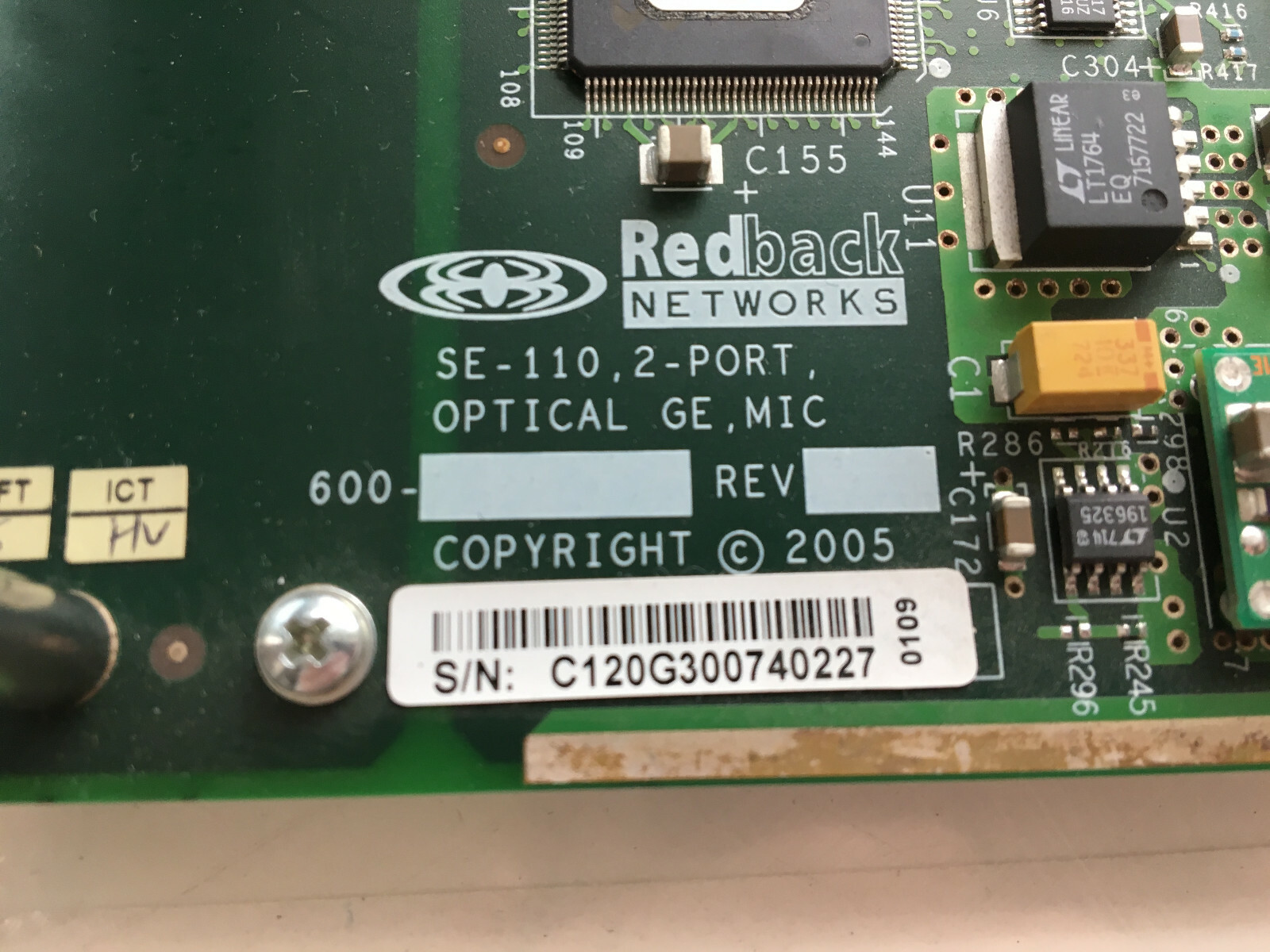 Redback Networks SE-110. 2-Port Optical GE, Mic