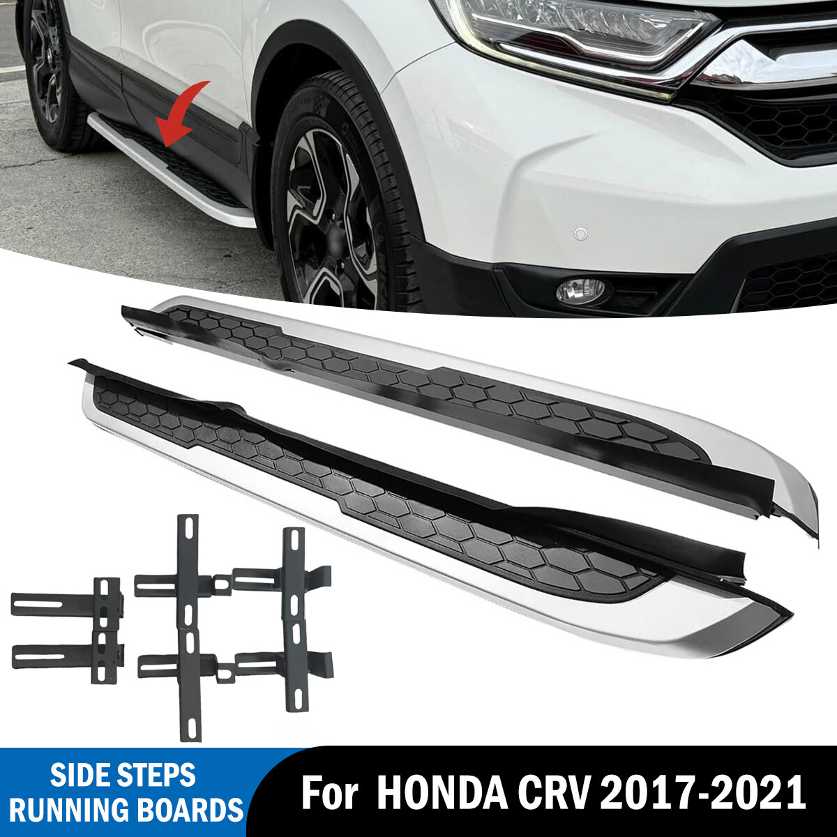 2PCS Aluminum Running Boards Side Step Protector For 2017-2022 21 Honda CR-V CRV