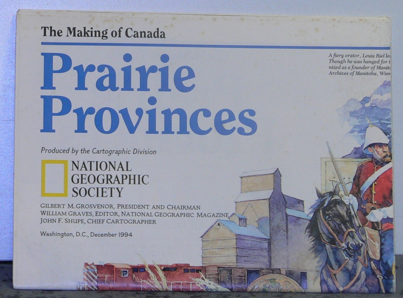 Vintage  1994 National Geographic Map of Prairie Provinces