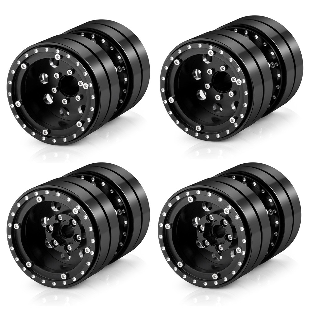 RCBATER Alum 4Pcs 1.9inch Dually Beadlock Wheels Rims Rims for RC 1/10th Crawler