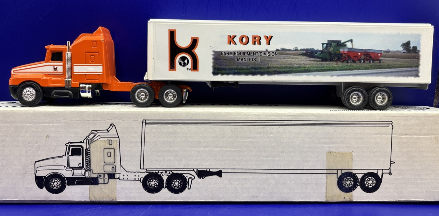1995 (Louisville) Ertl 1:64 Orange Kenworth Cab w/ Trailer Kory Farm Manlius, IL