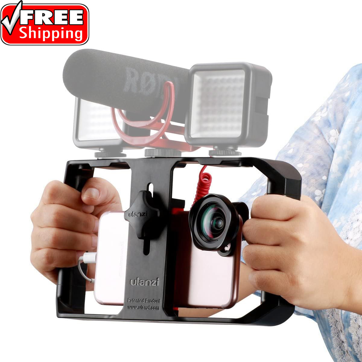 U Rig Pro Video Rig for Iphone, Phone Stabilizer Rig W Triple Cold Shoe Mount,Ph