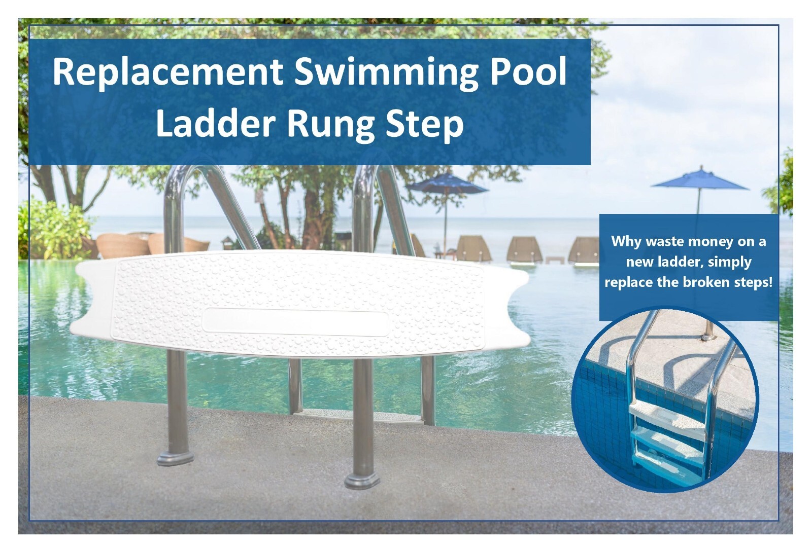 6) Hydrotools 87901 Swimming Pool Molded Plastic Replacement Ladder Rung Steps