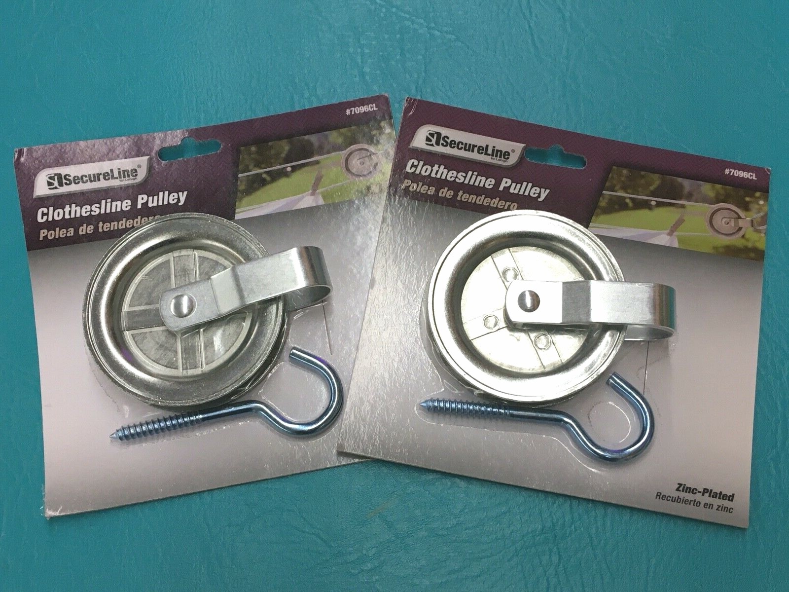 (2) Two Lehigh Secure Line 7096 3.5 Clothesline Rope Pulley 3 1/2 Zinc Plated