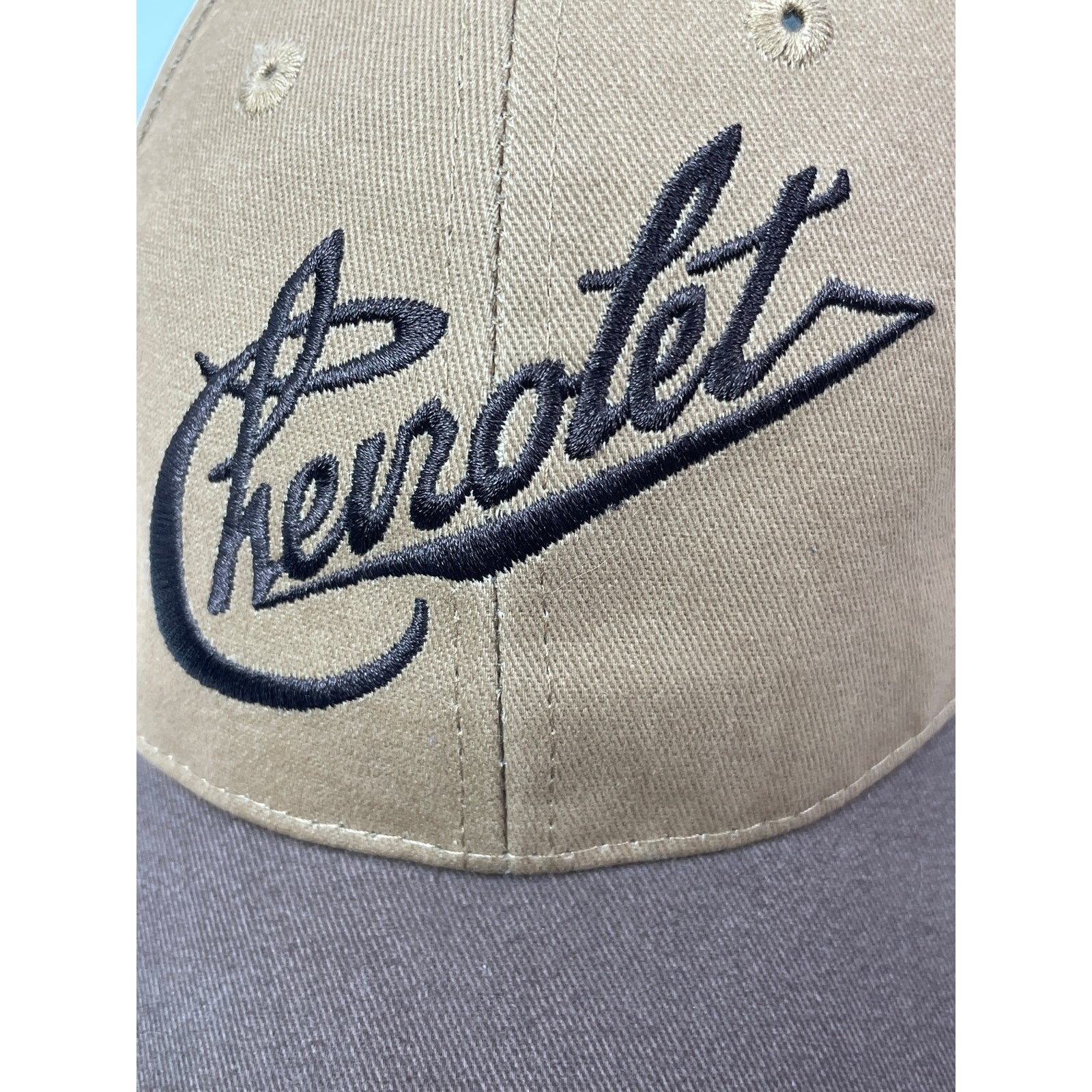 Open Road Chevrolet Unisex Tan Brown Colorblock Embroidered Strapback Hat Cap OS