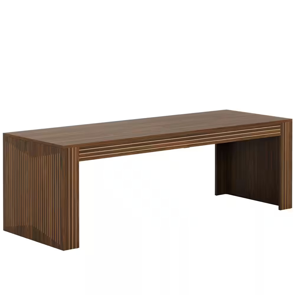 Halseey 79 In. Extra Long Double Rectangular Brown Wood Computer Desk Home Offic