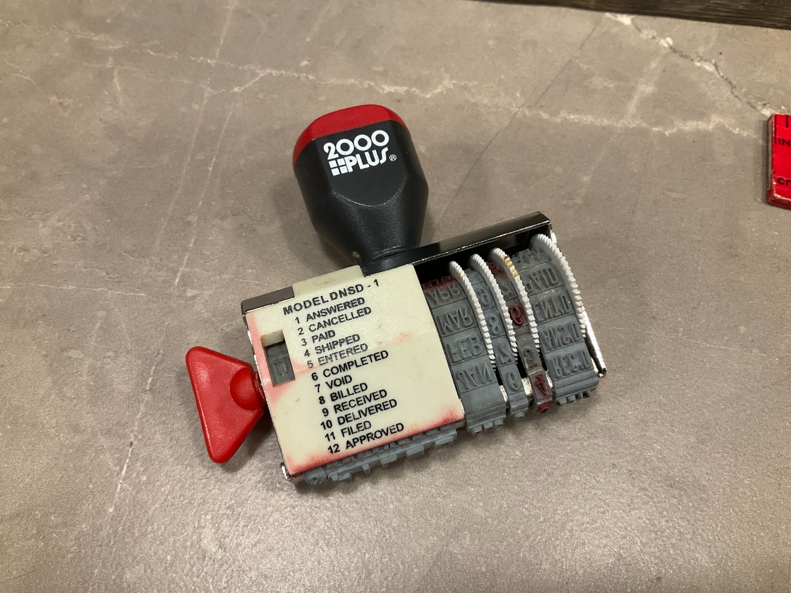 2000 Plus 038861 Message Date Stamp, 4 Bands, Received Billed Paid Void Filed