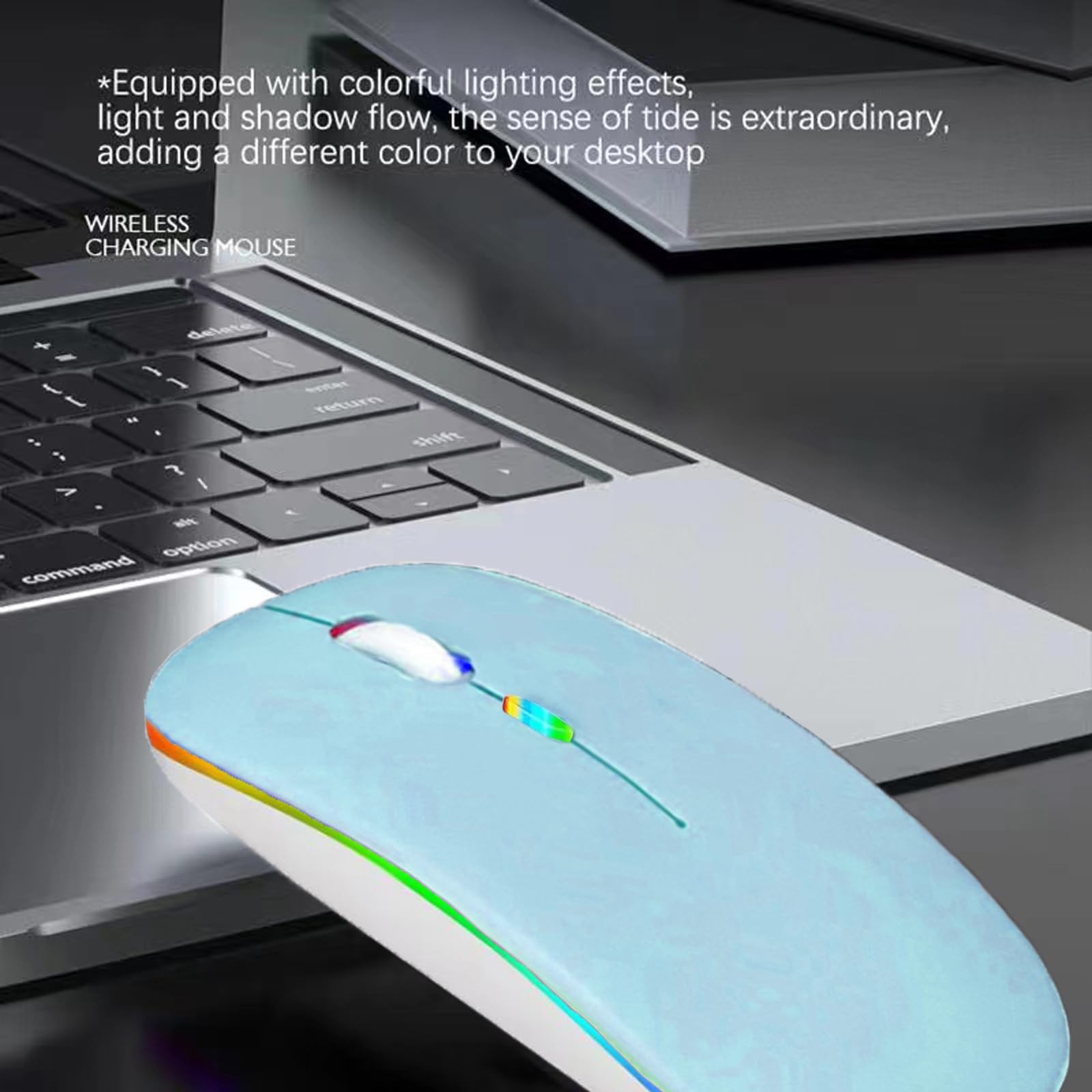 Wireless Bluetooth Mouse,LED Dual Mode Rechargeable Silent Slim Laptop Mouse,...