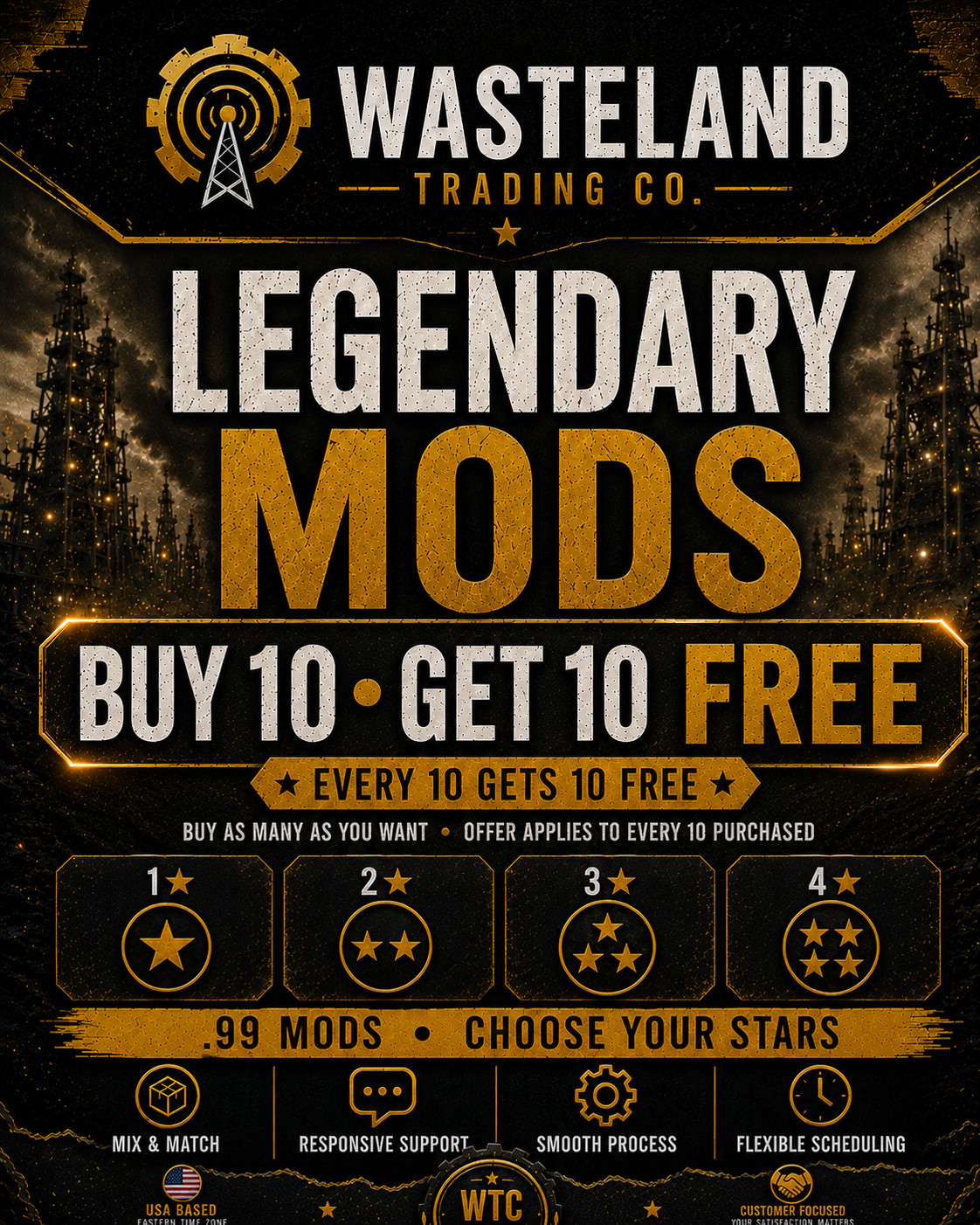 Fallout 76 PC Legendary Mods | Buy 10 Get 10 Free | Choose 1-4 Star