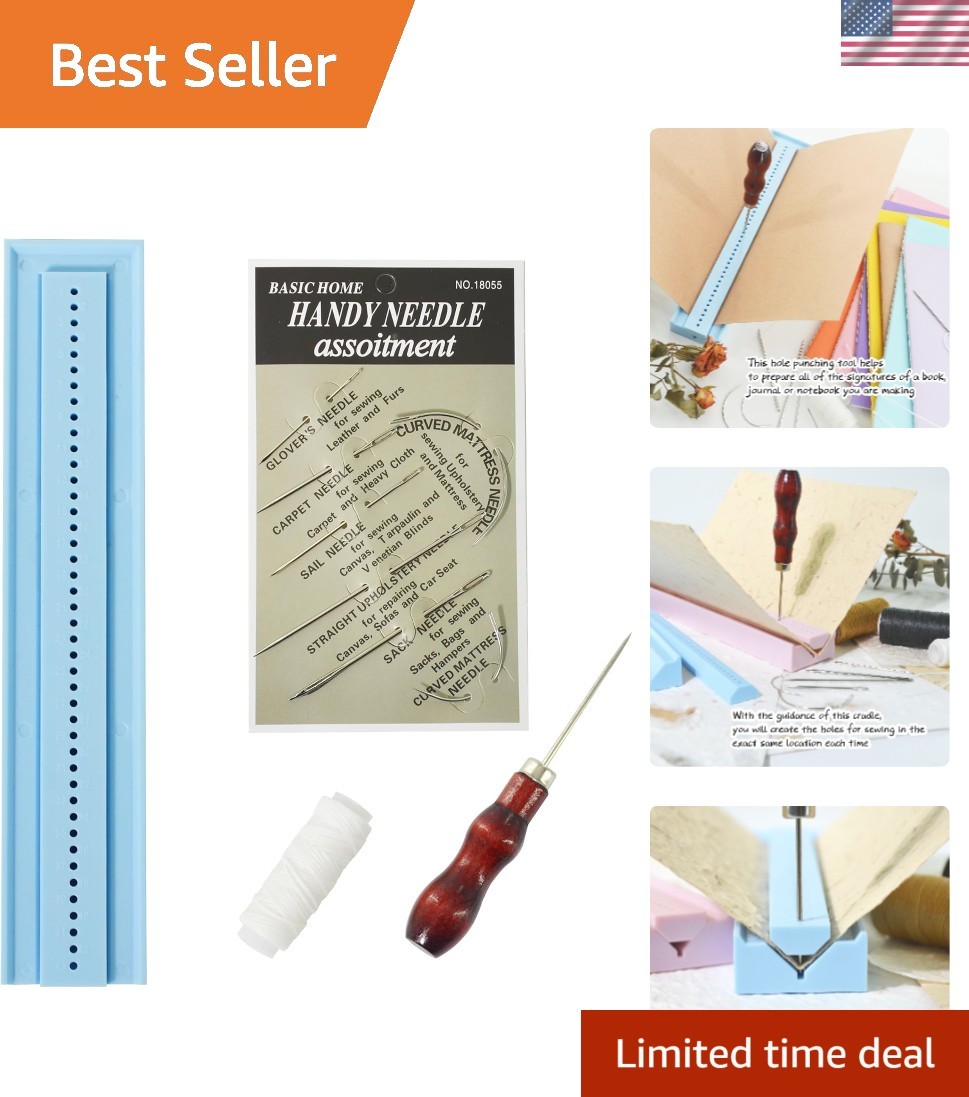 Signature Bookbinding Punching Kit for DIY Notebooks & Journals - Compact & Blue