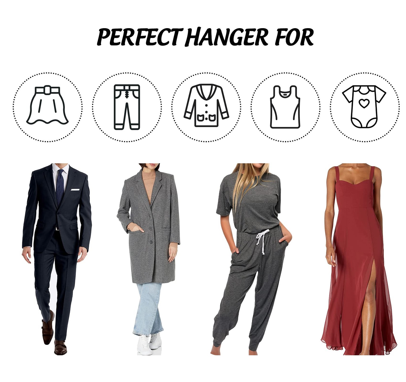 16Pack Wooden Hangers Skirt Hangers with Clips, Solid Wood Pants Hangers Natural