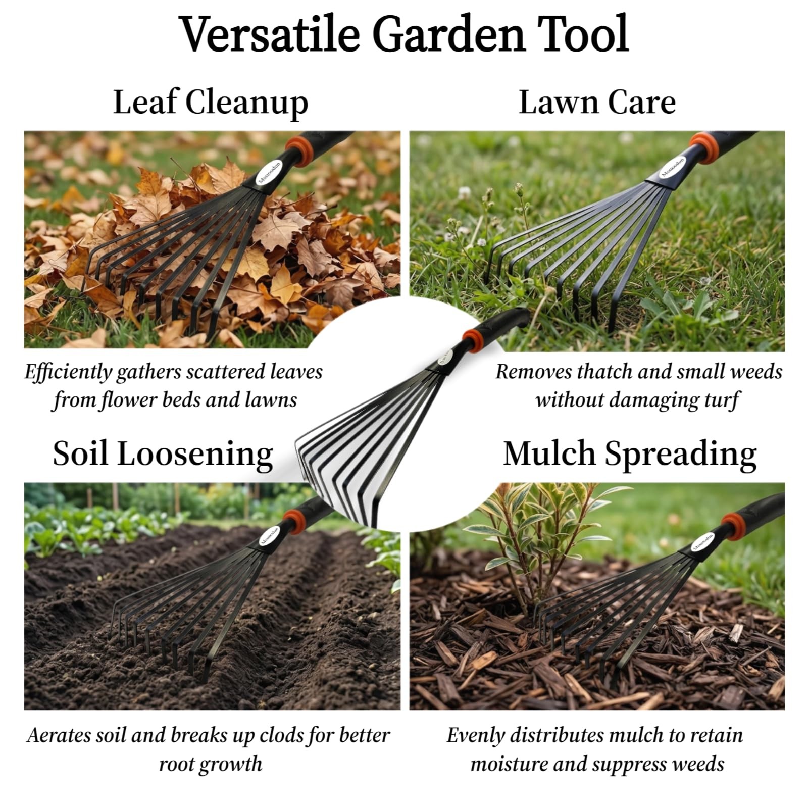 2 Pack Small Hand Rake for Gardening, Mini Leaf & Shrub Rake with Durable Ste...