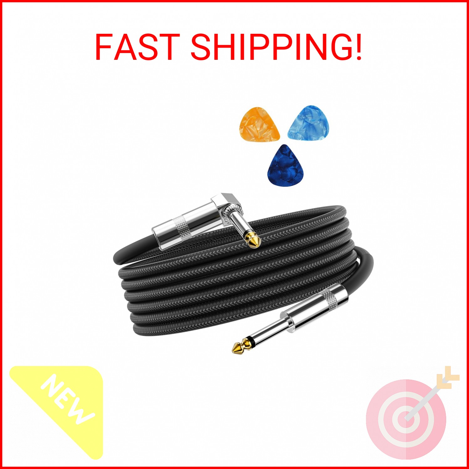 Aqdocvf Guitar Cable, Guitar Cord 10ft, AMP Cord for Bass & Electric Guitars/Key