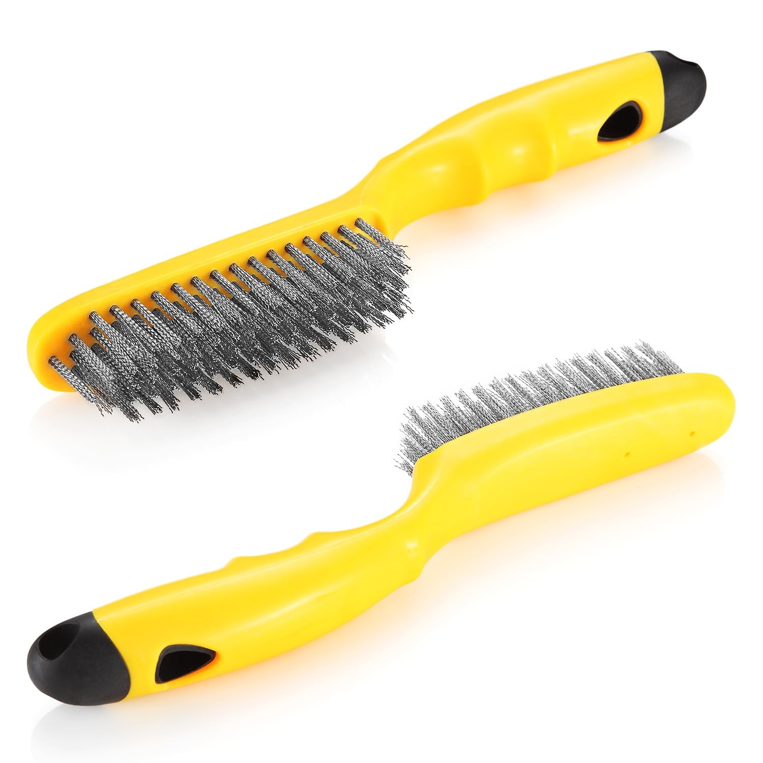 Stainless Steel Wire Brush 2 Pcs, 79 Bundles of bristles, 10.5" Plastic Conto...