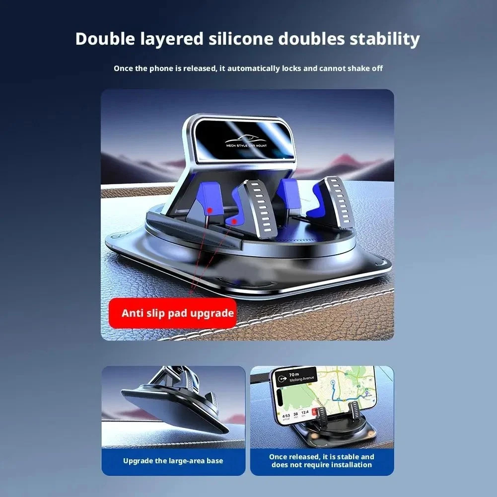 Car Phone Holder 360 Degree Rotation, Navigation Dashboard Mount Black