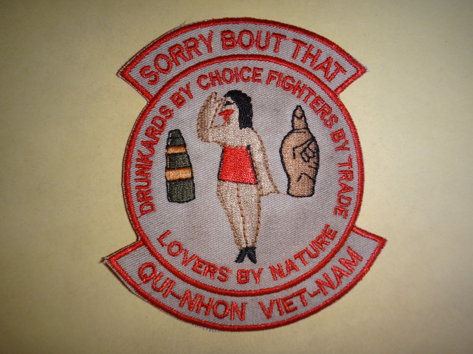 Vietnam War Novelty Patch SORRY BOUT THAT QUI-NHON VIET-NAM