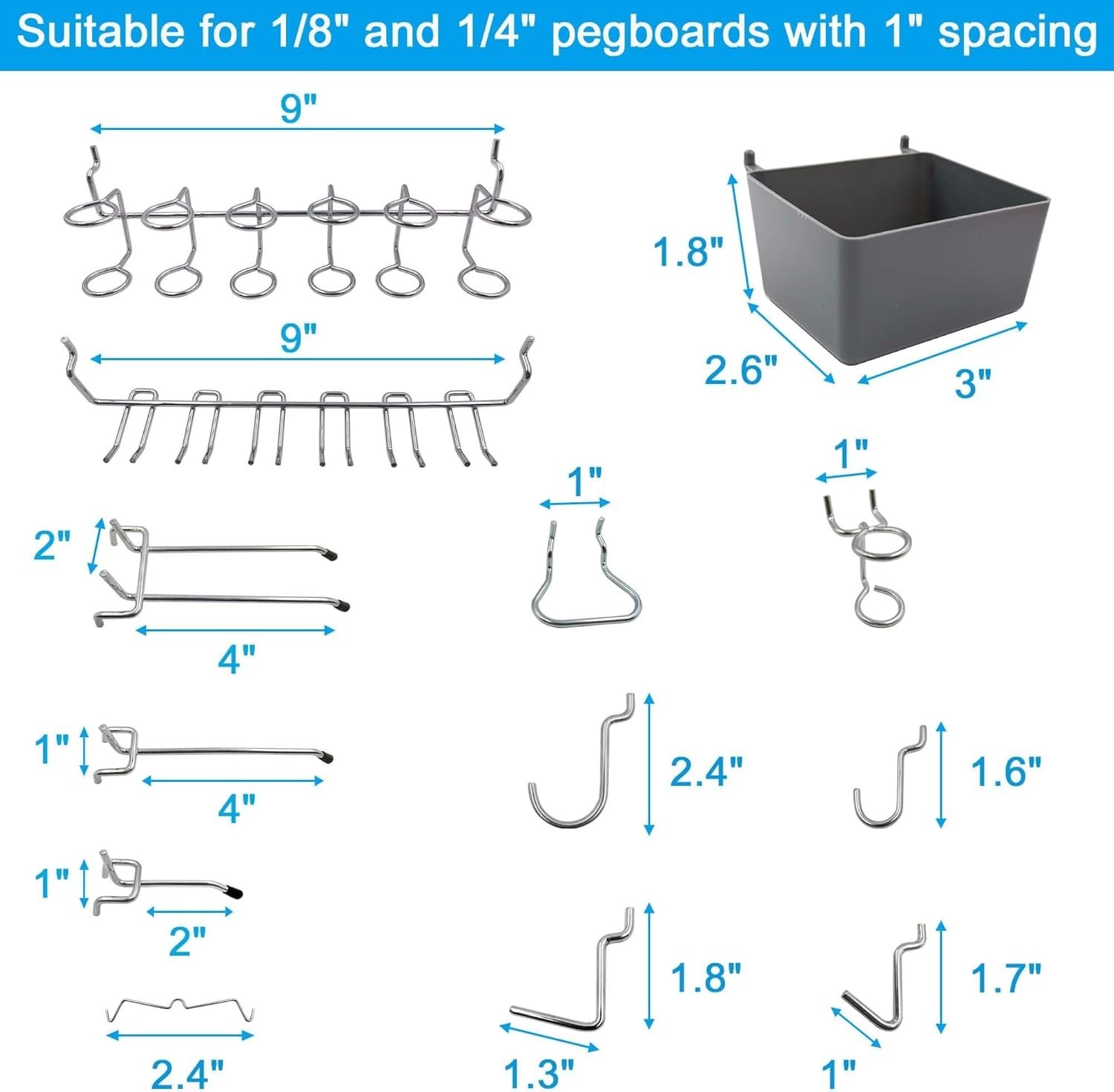 Complete 80pc Pegboard Hooks & Bins Kit - Rust-Resistant Tool Storage Solution