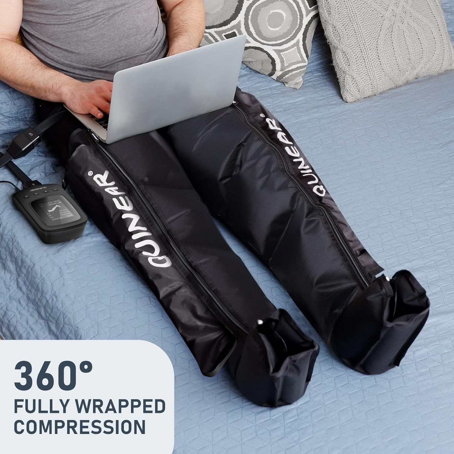 QUINEAR Foot and Full Leg Recovery Boot, Air Compression Recovery System(Medium)
