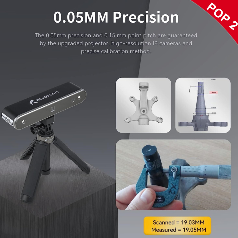 Revopoint Handheld 3D Scanner POP 3 POP 2 0.05 mm Precision for 3D Printing
