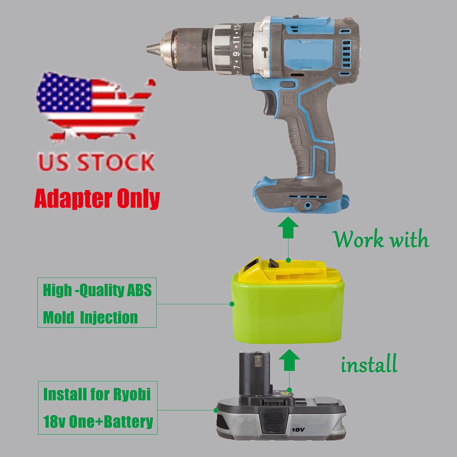 1x Adapter for Ryobi 18V Battery: For Hercules 20V Tool, Includes BMS Protection