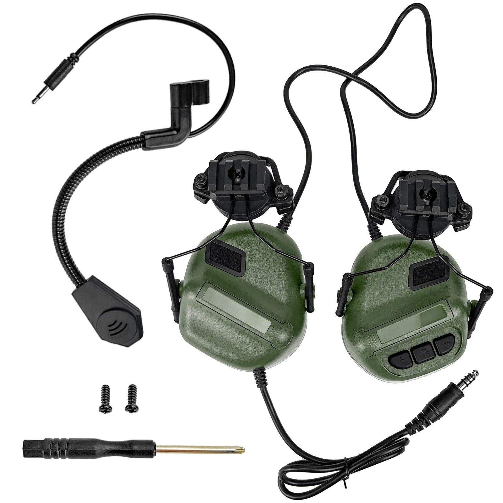 HANSTRONG GEAR Tactical Headset Unlimited Power Intercom with OD Green