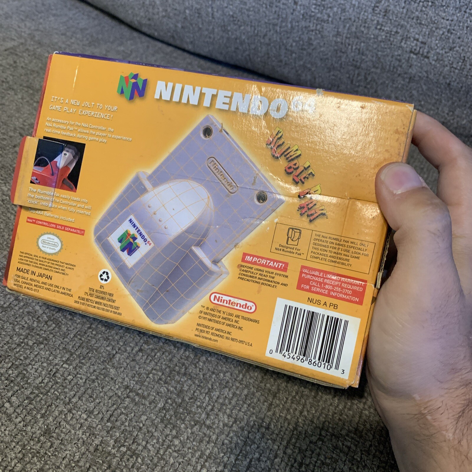 Nintendo 64 N64 Rumble Pak (1997) BOX ONLY! NO INSERTS READ!