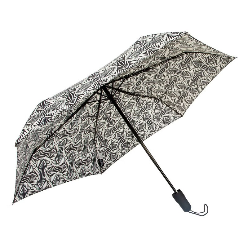 Close Compact Umbrella - Black/White: Telescoping Shaft, Polyester Shell