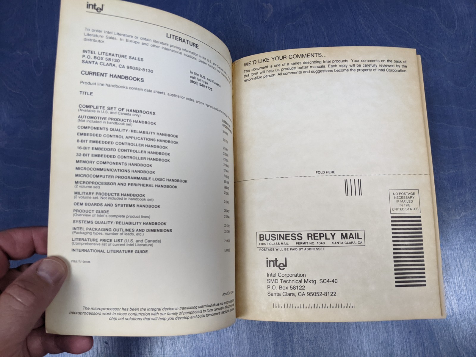 1989 Intel Microprocessor and Peripheral Handbook Volume 1 OEM Book 230843-006