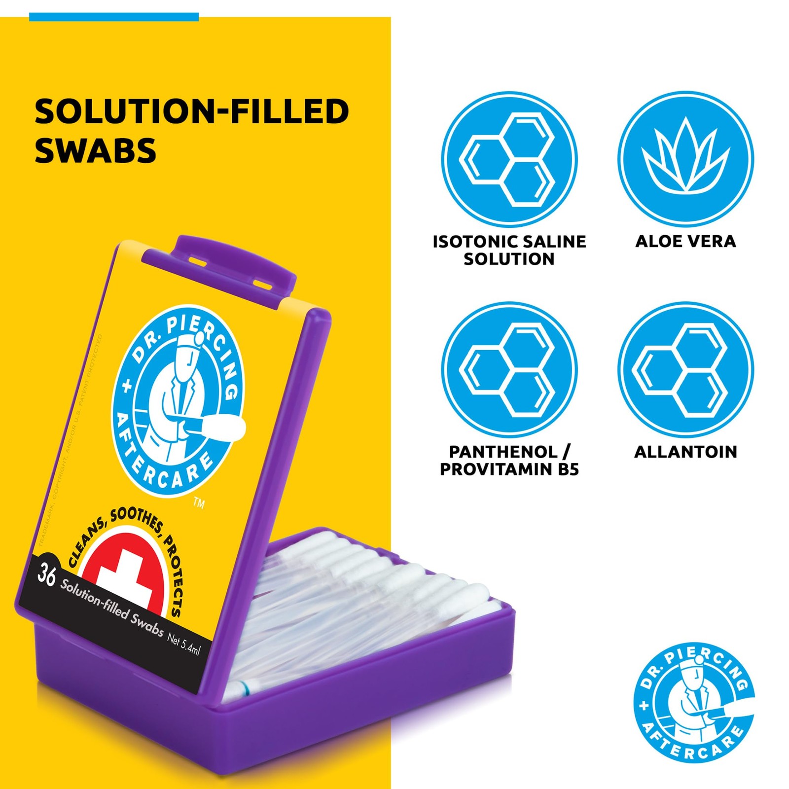 Swabs – Piercing Bump Saline Solution for Cleansing Earring, Nose, Belly, and...