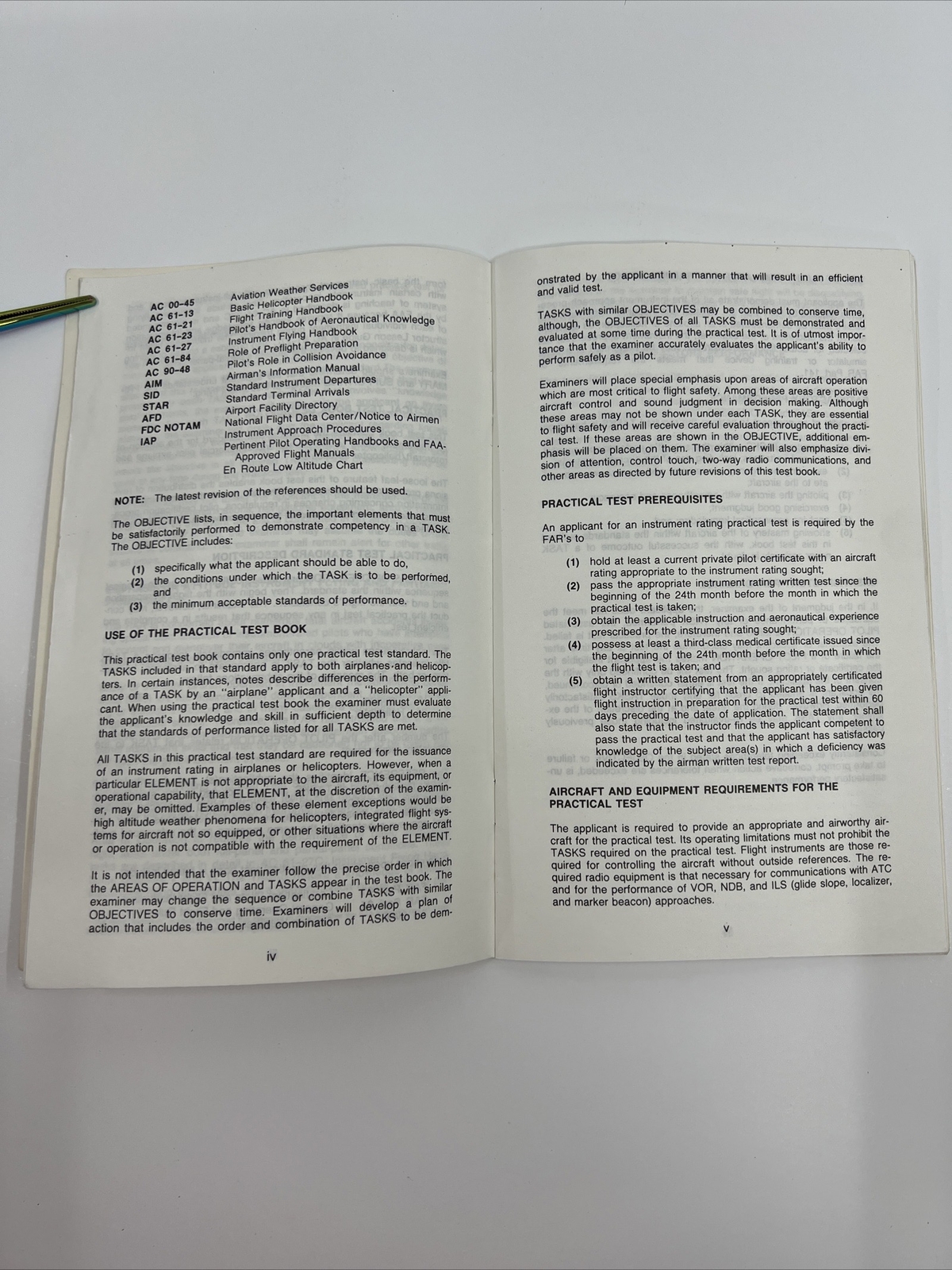 Instrument Rating Practical Test Standards for Airplane & Helicopter 1989