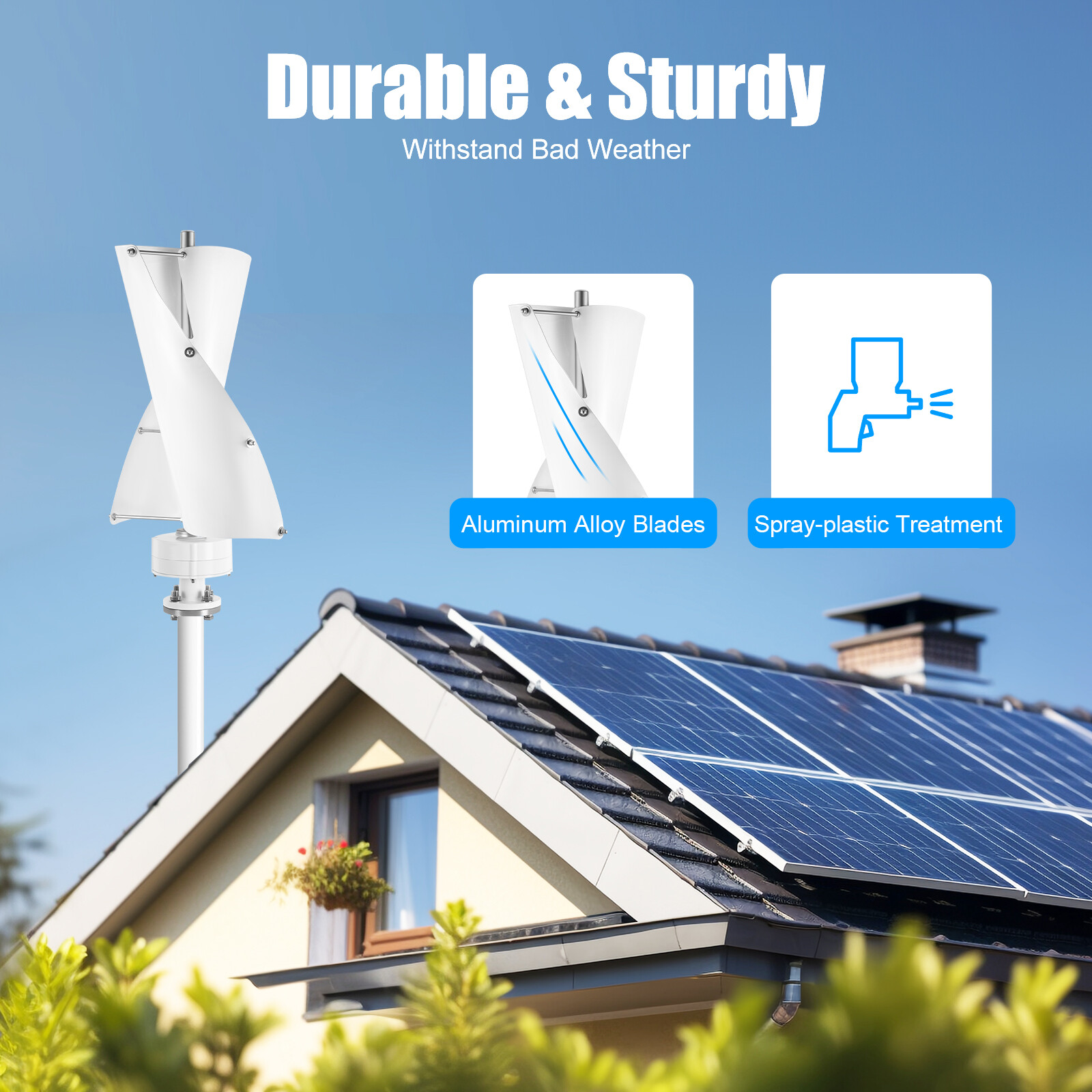 100W Power Wind Turbine Vertical Axis Windmill Turbine Generator &Controller 12V