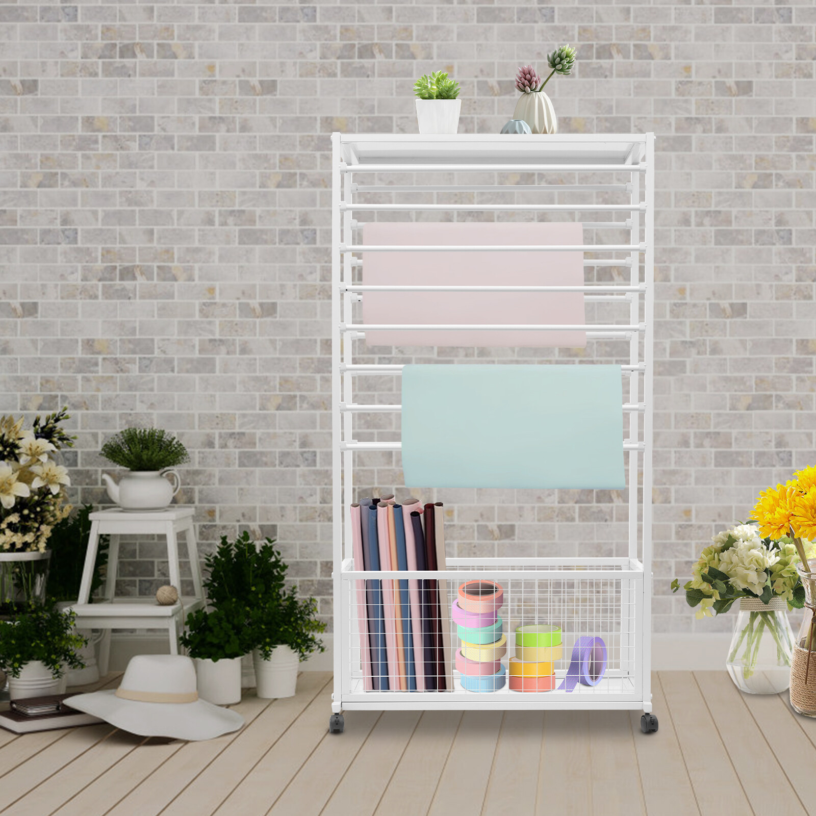 Mobile Ribbon Holder Organizer with Wheels and Ample Storage Space